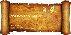 Matkovics Gyula névjegykártya